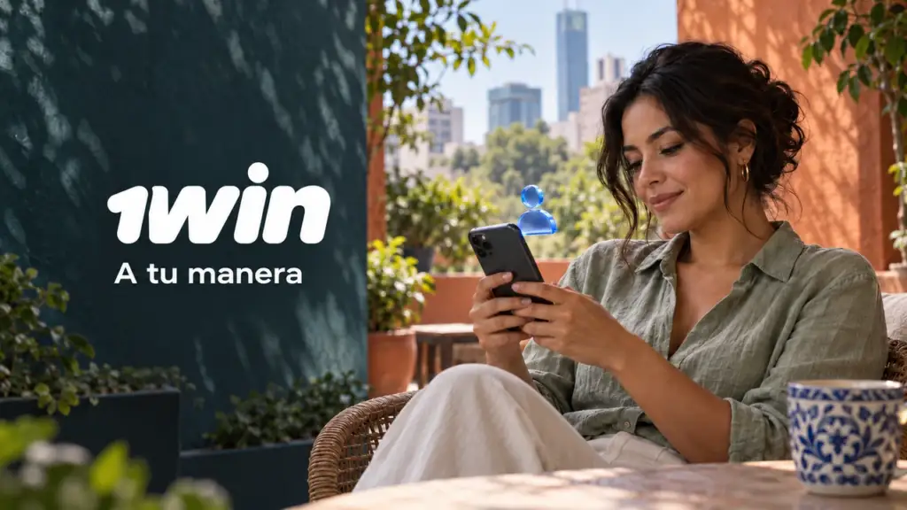 Ilustración de aplicación y acceso móvil de 1win para México