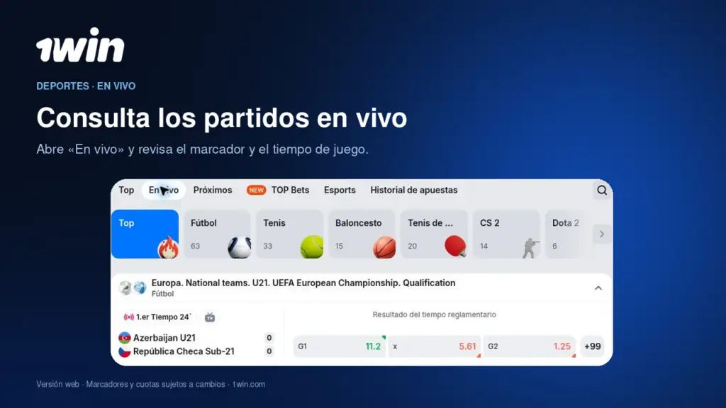 Ilustración de apuestas en vivo de 1win para México